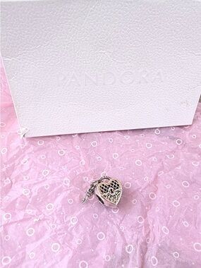 Pandora Silver Heart Locket Charm with Key